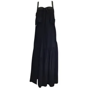 3.1 Phillip Lim Black Tie-Front Sleeveless Silk Gown / Formal Dress