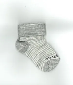 Baby Merino Wool Blend Striped Sock - Grey Marle