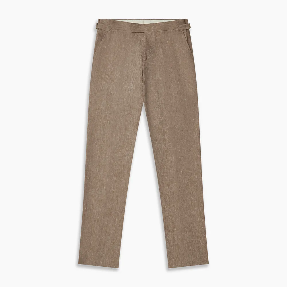 Beige Wool and Linen Blend Jonathan Trouser