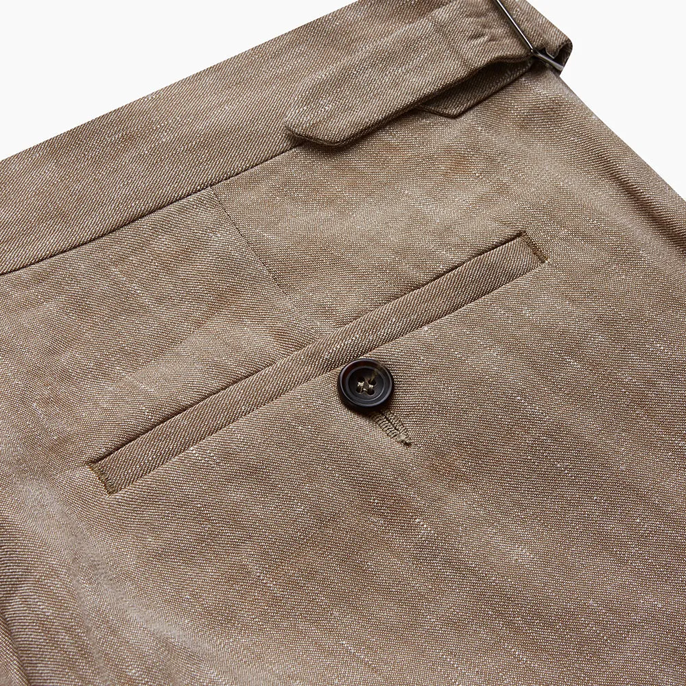 Beige Wool and Linen Blend Jonathan Trouser