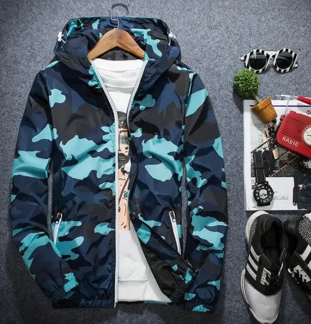 Camouflage Men Jacket Fashion Spring Men Brand Camouflage Jackets Casual Mens Coat Men's Hooded Luminous Zipper Coats MWJ011