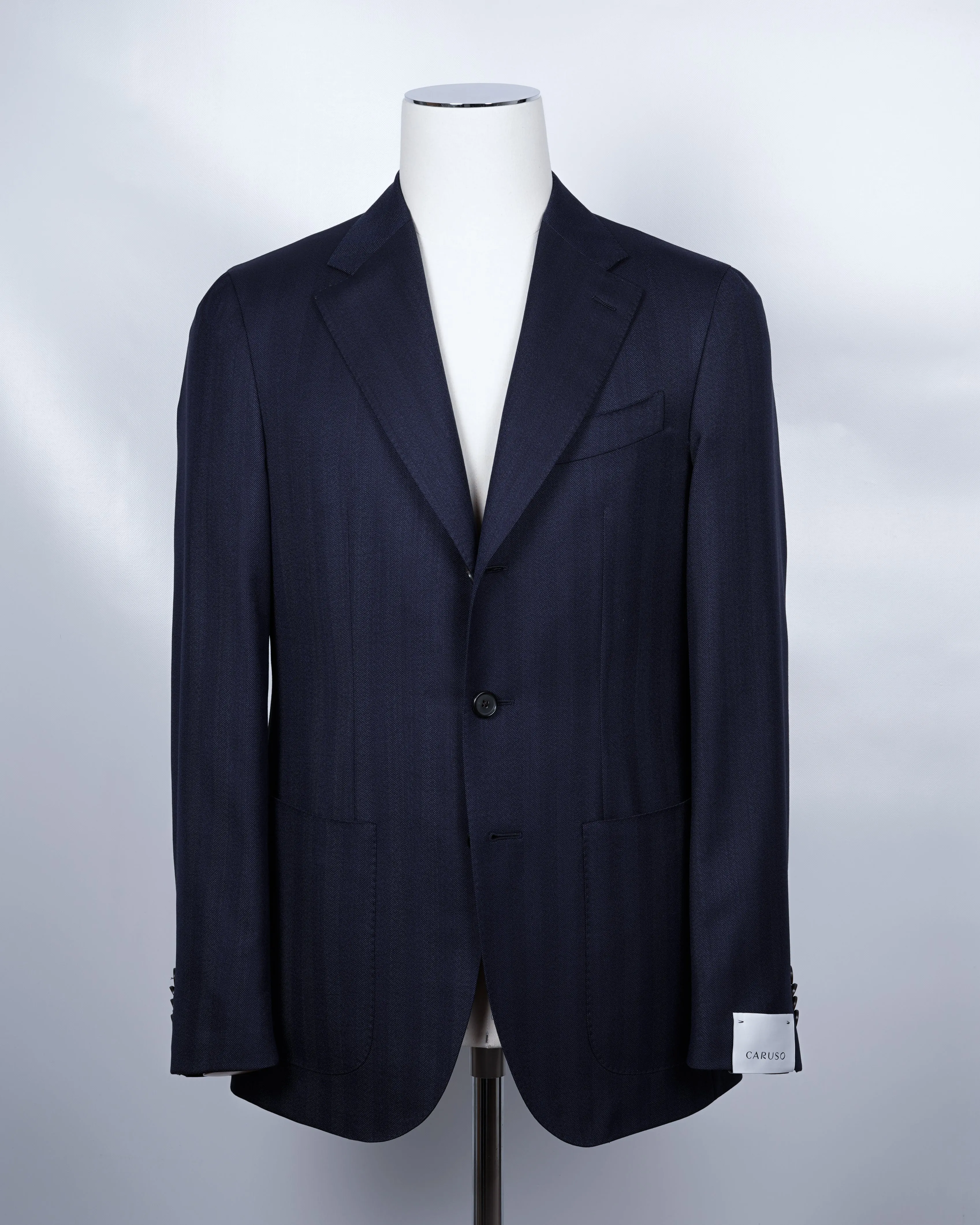 Caruso Blue Herringbone Super 120's Jacket