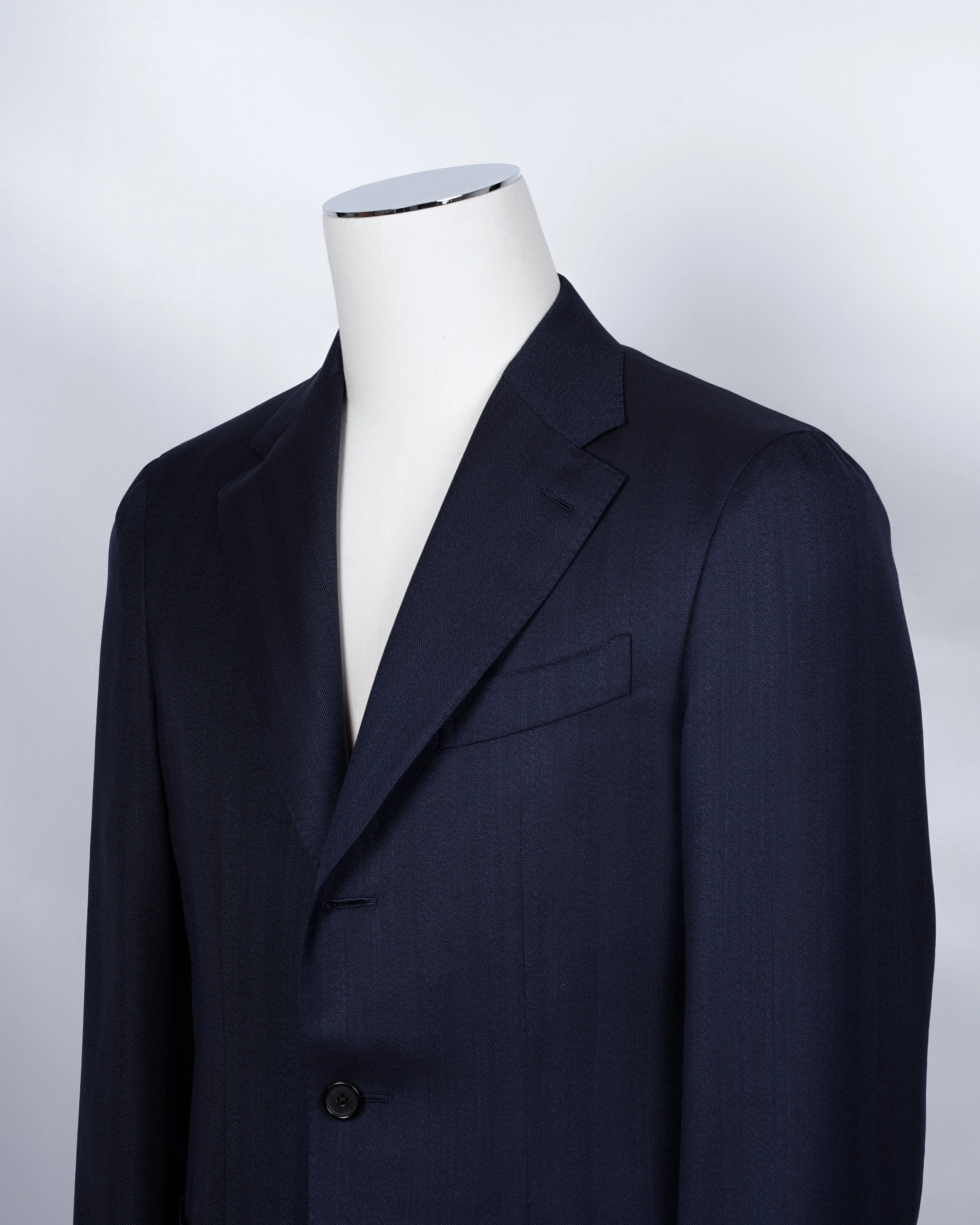 Caruso Blue Herringbone Super 120's Jacket