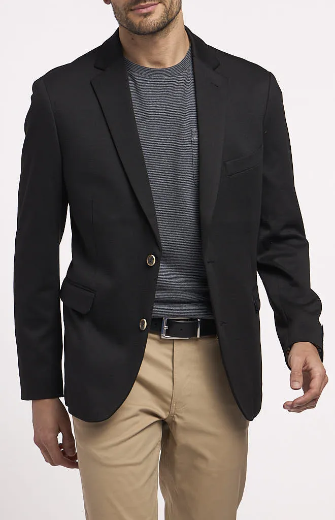 Construct Knit Textured Solid Black Blazer