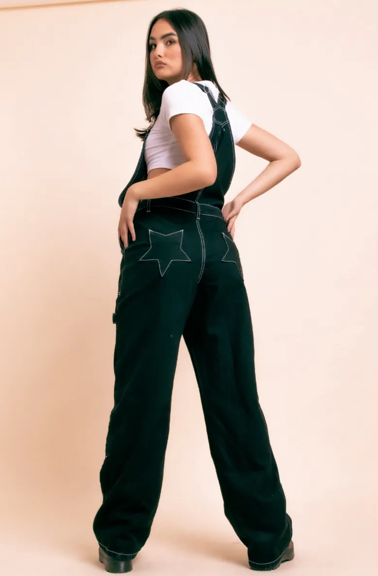 Denim Overalls in Black