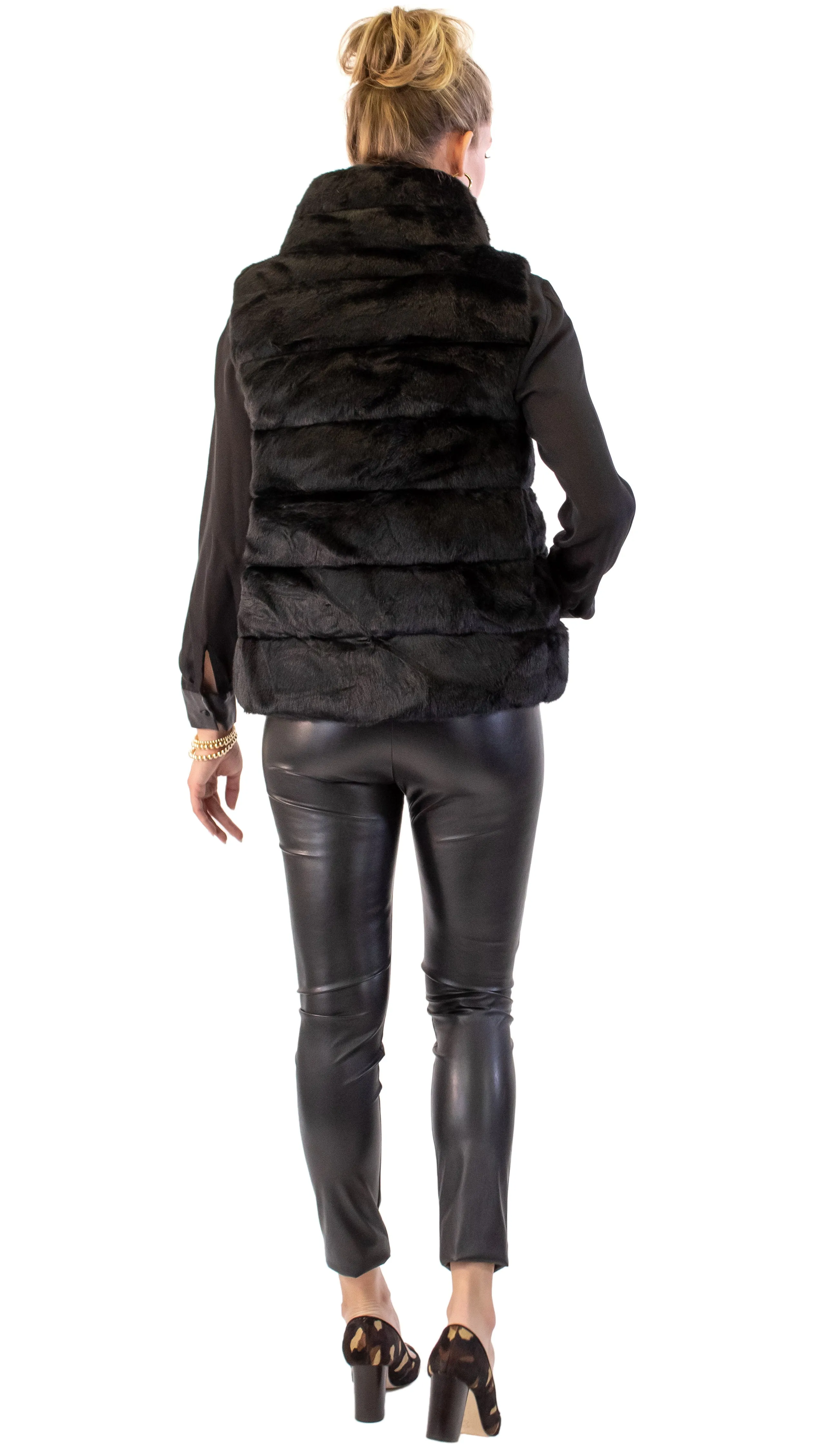 Faux Fur Vest - Black