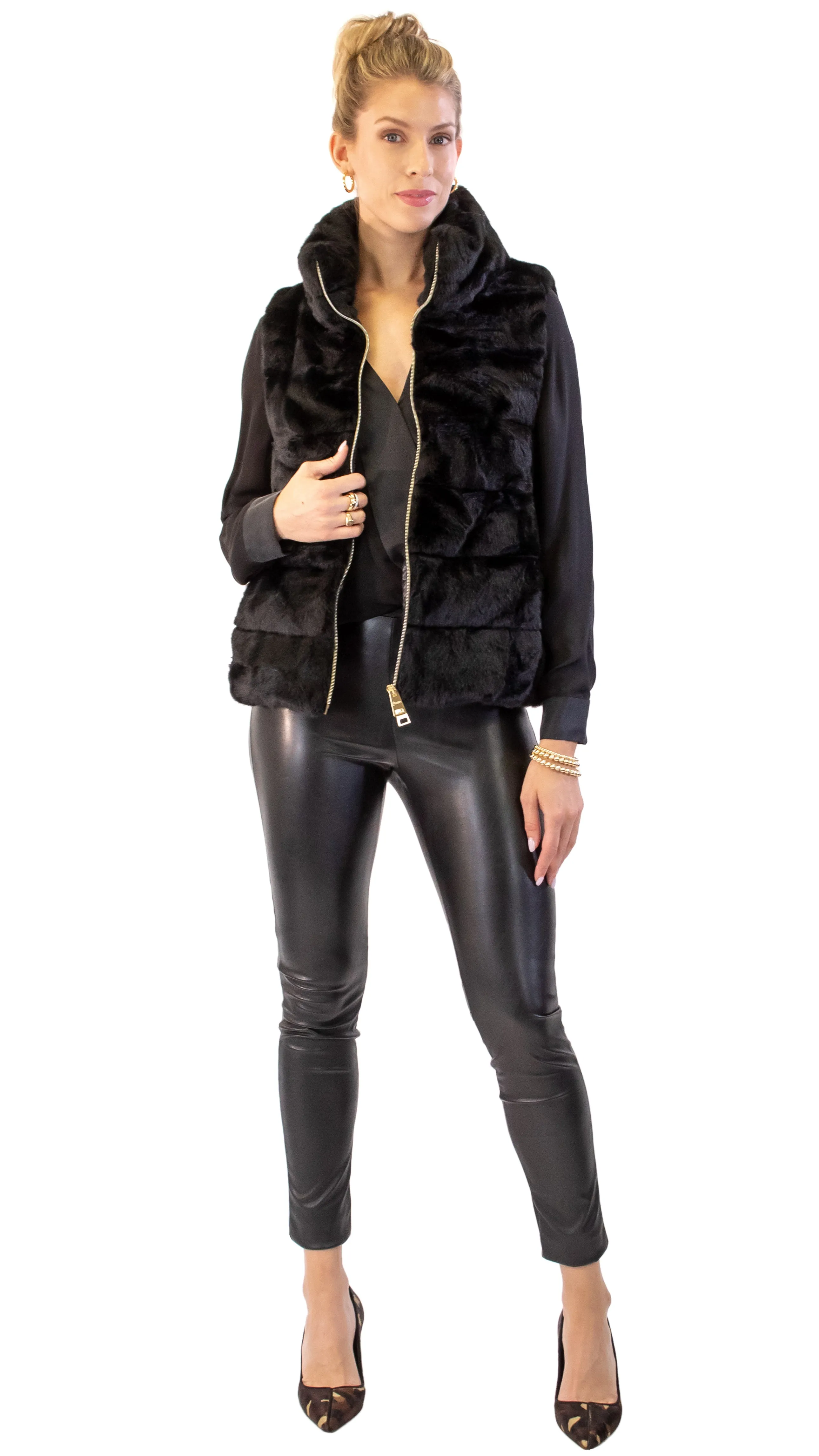 Faux Fur Vest - Black