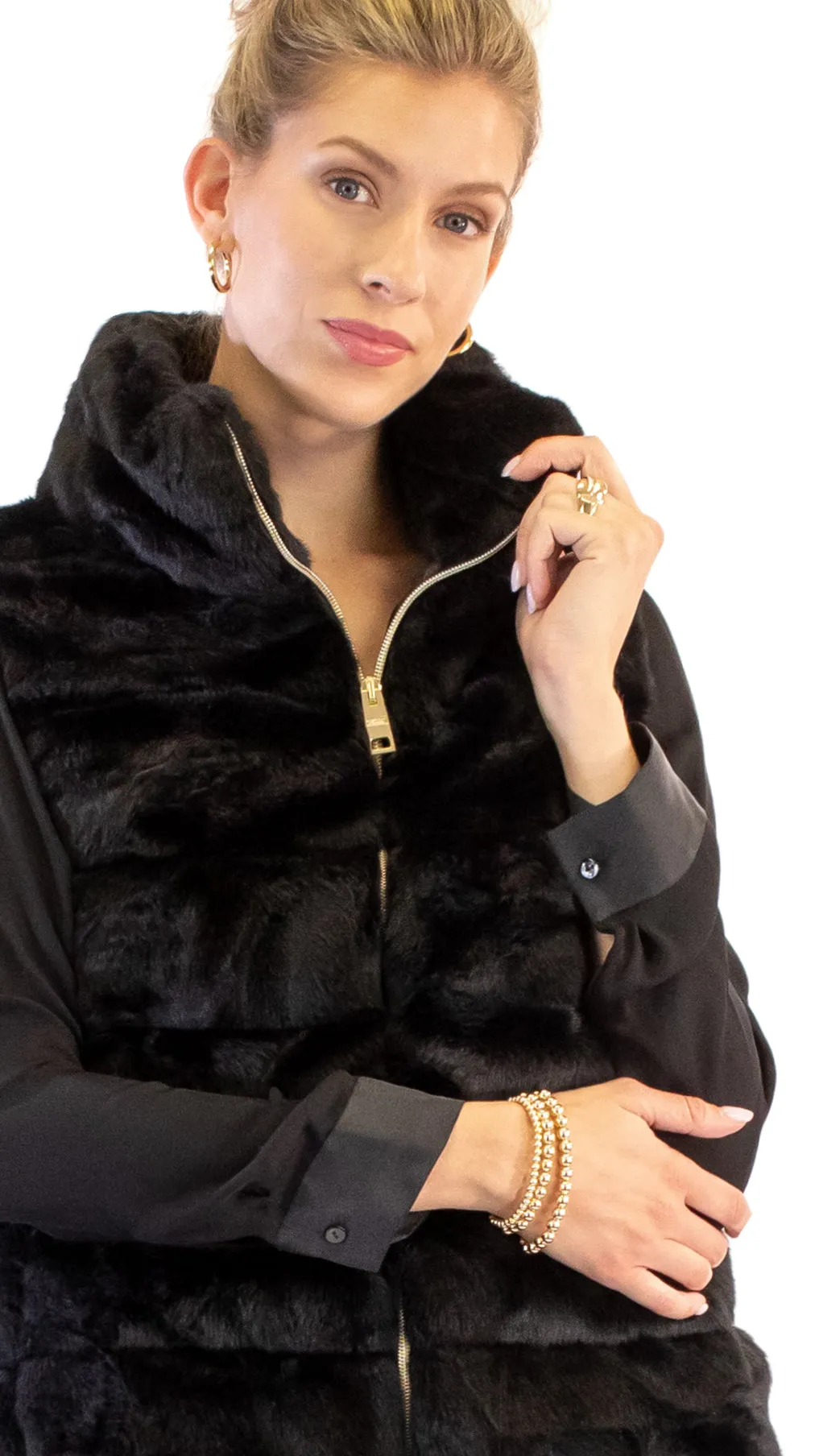 Faux Fur Vest - Black