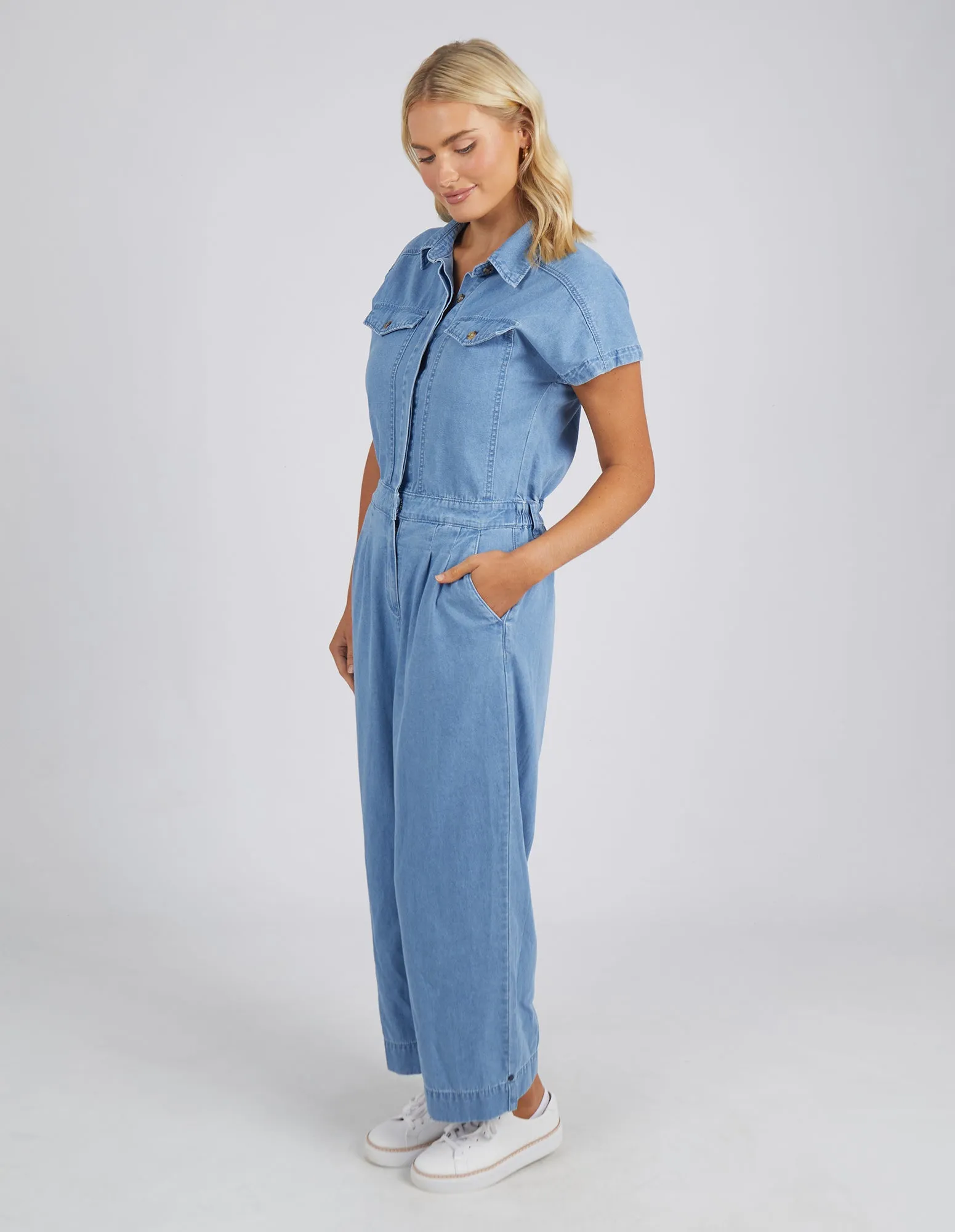 Frida Denim Jumpsuit Mid Blue Wash