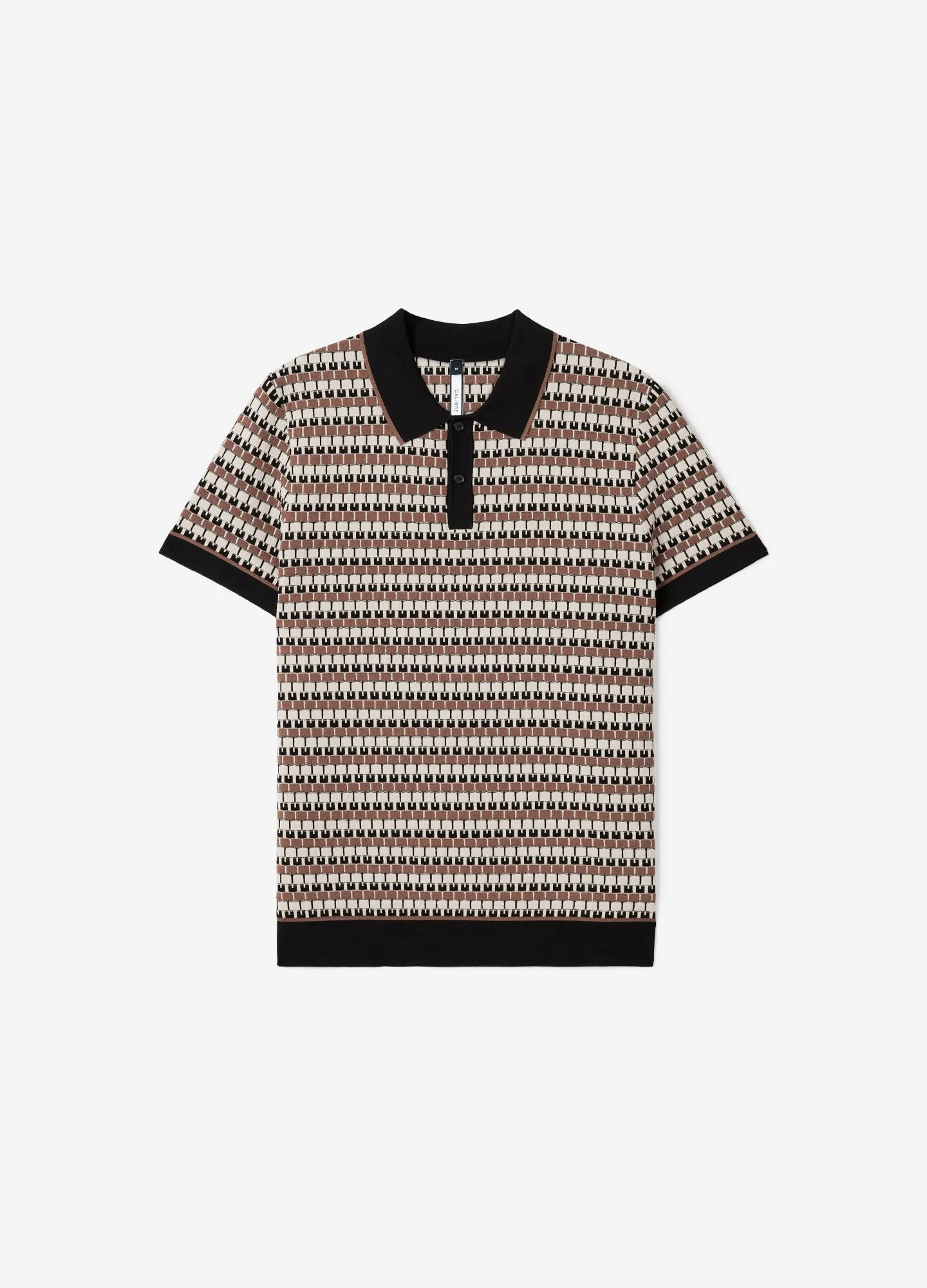 Geo Jacquard Tech Knit Polo Tan