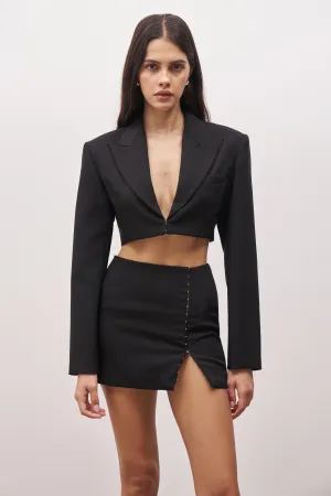 Hook & Eye Cropped Blazer - Black