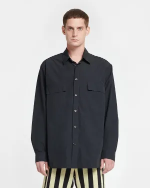 Jari - Tech Poplin Shirt - Off Black