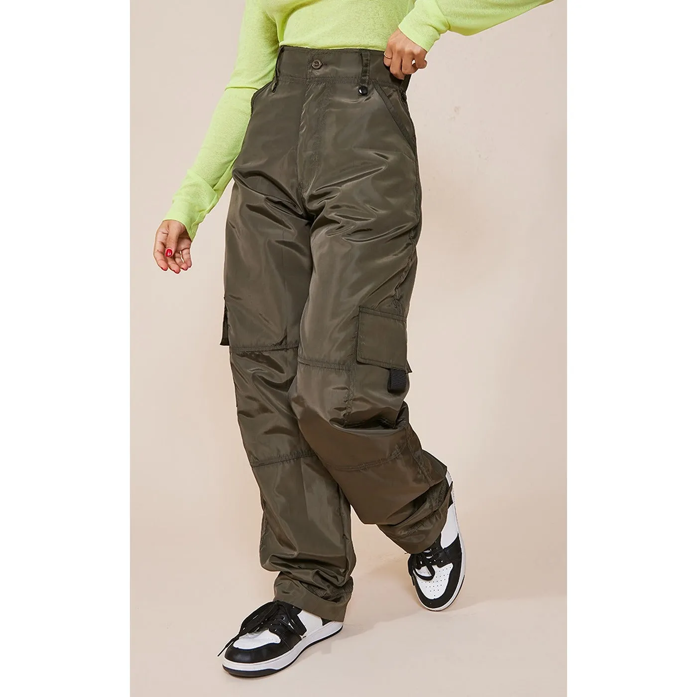 Khaki Straight Cargo Pocket Trousers