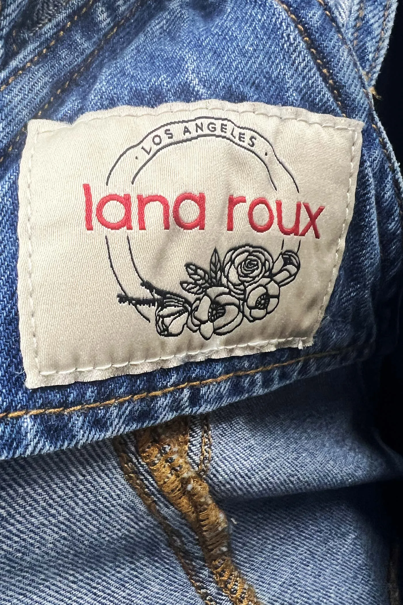 Lana Roux 90s Retro Dungaree Utility Cargo Denim Overalls