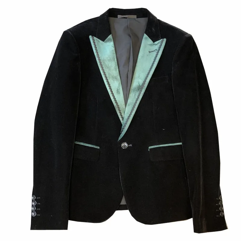 Looking Sharp Black Blazer with Blue Collar