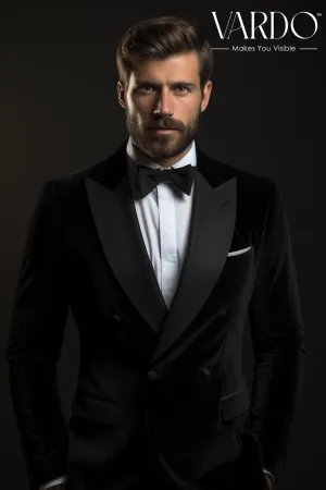 Luxury Formal Black Velvet Jacket - Stylish Men's Black Velvet Jacket