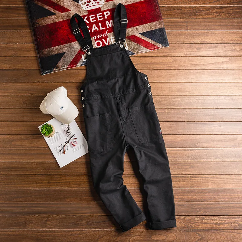 Men's American Retro Casual  Vintage Loose Jumpsuit Bib Overalls