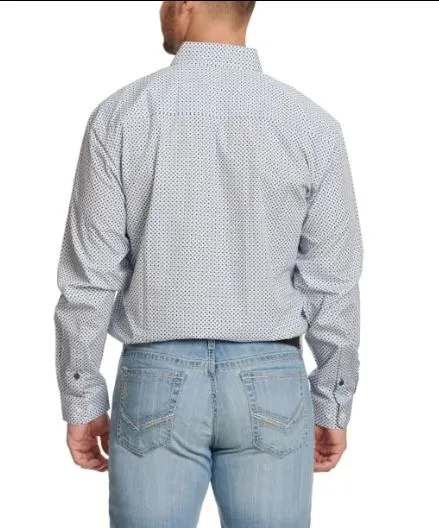 Men's Cinch Modern Fit Light Blue Print Long Sleeve Button Down Shirt