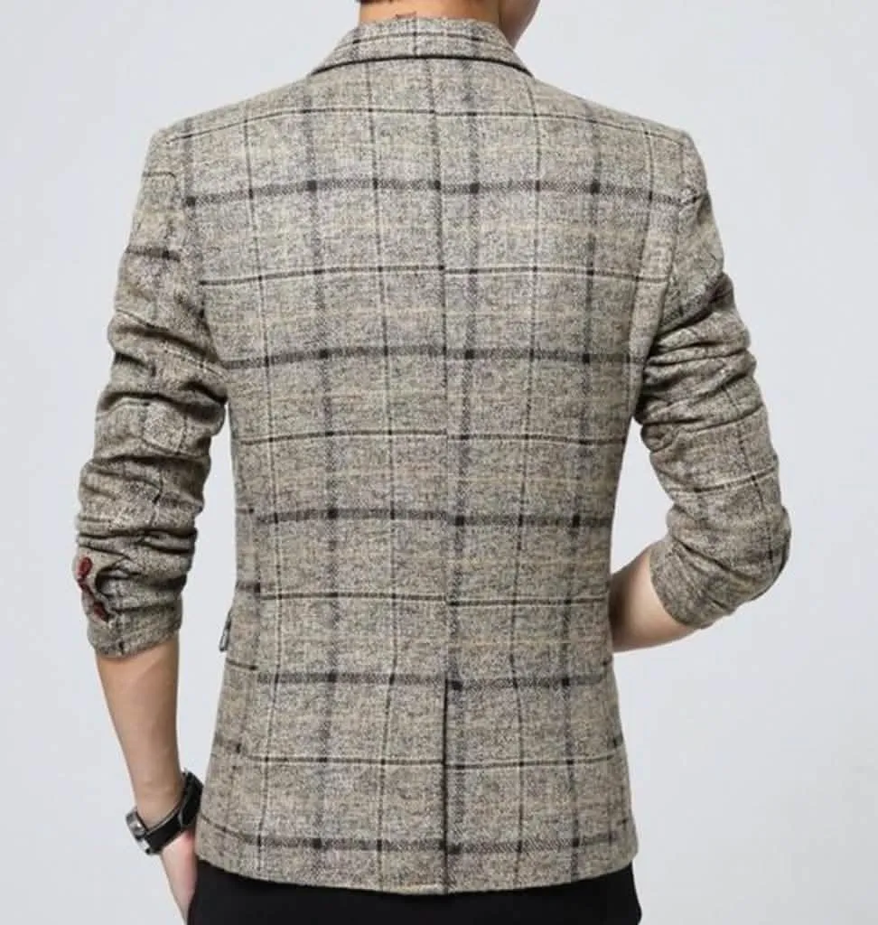 Men's Elegant Plaid Blazer for Fall and Winter