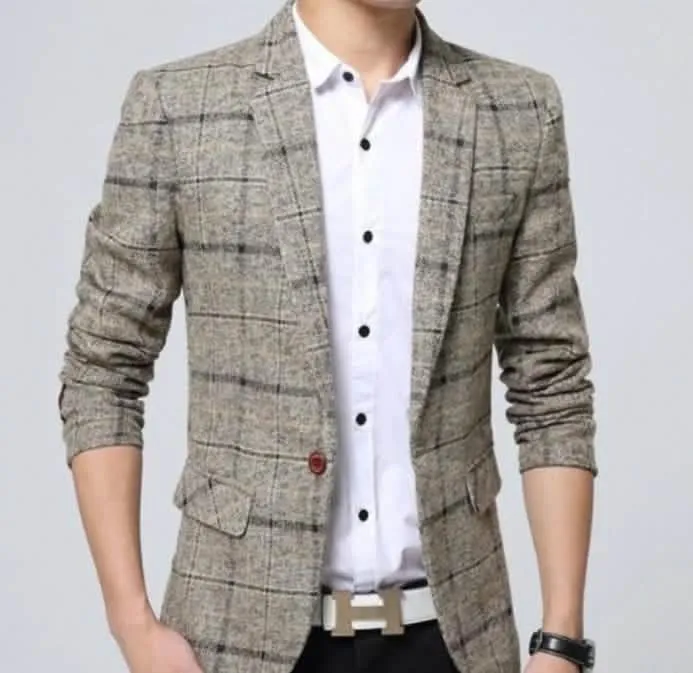 Men's Elegant Plaid Blazer for Fall and Winter