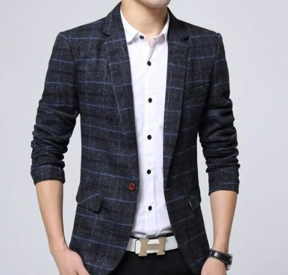 Men's Elegant Plaid Blazer for Fall and Winter