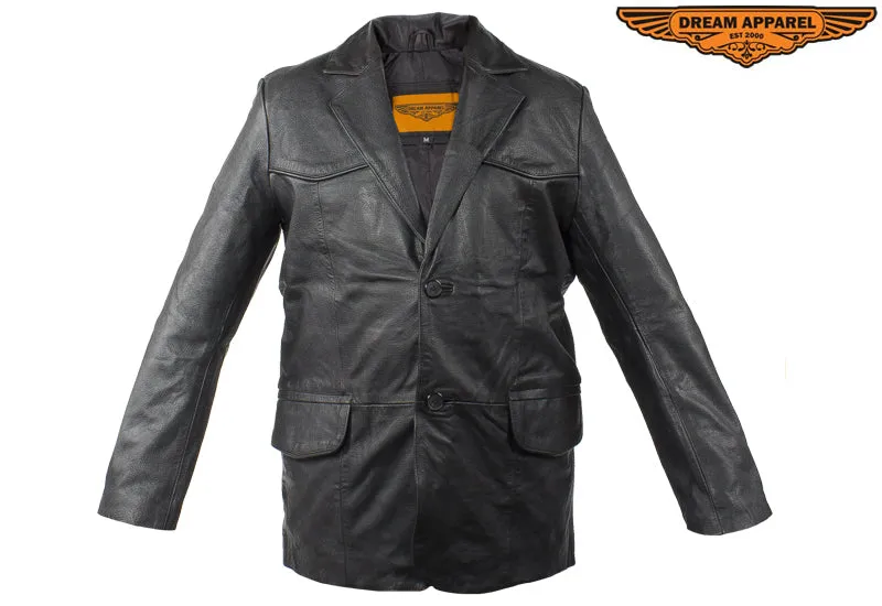 Mens Soft Naked Cowhide Leather Blazer