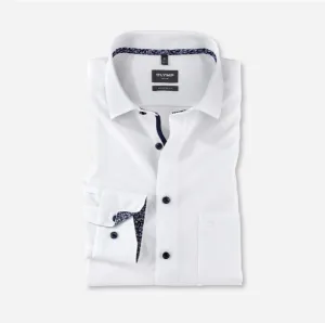 OLYMP® LUXOR Modern Fit Contrast Trim Shirt/White - New AW24