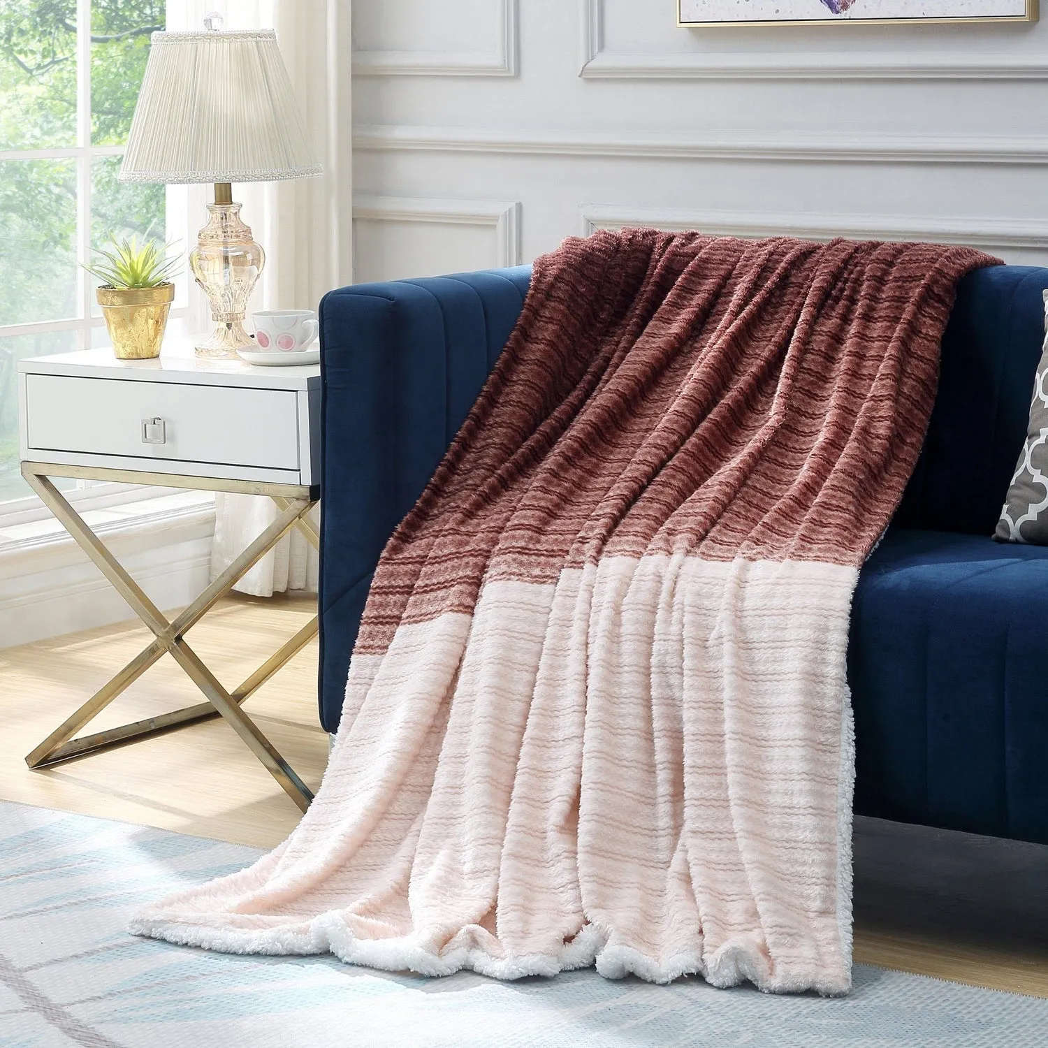 Ombre Flannel Reversible Jacquard Throw