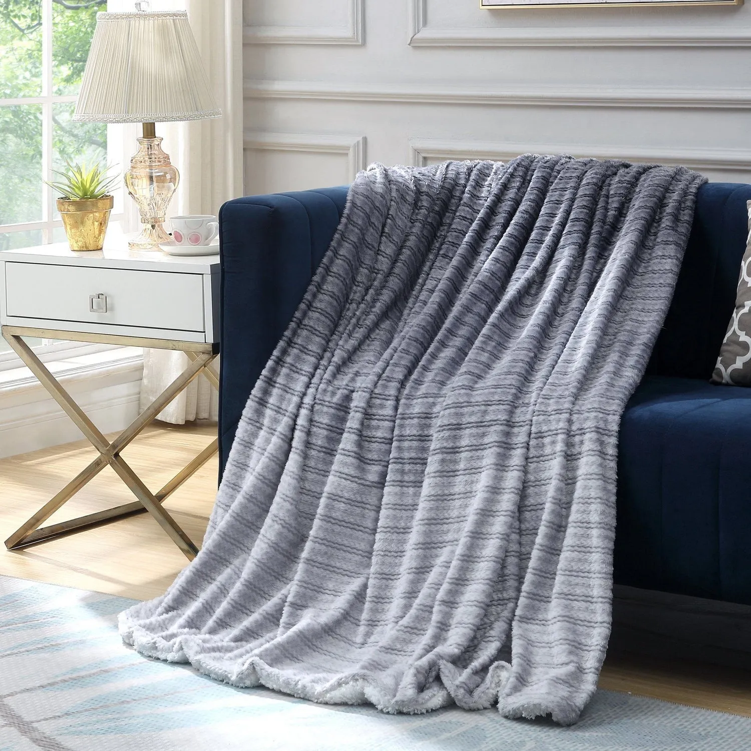 Ombre Flannel Reversible Jacquard Throw