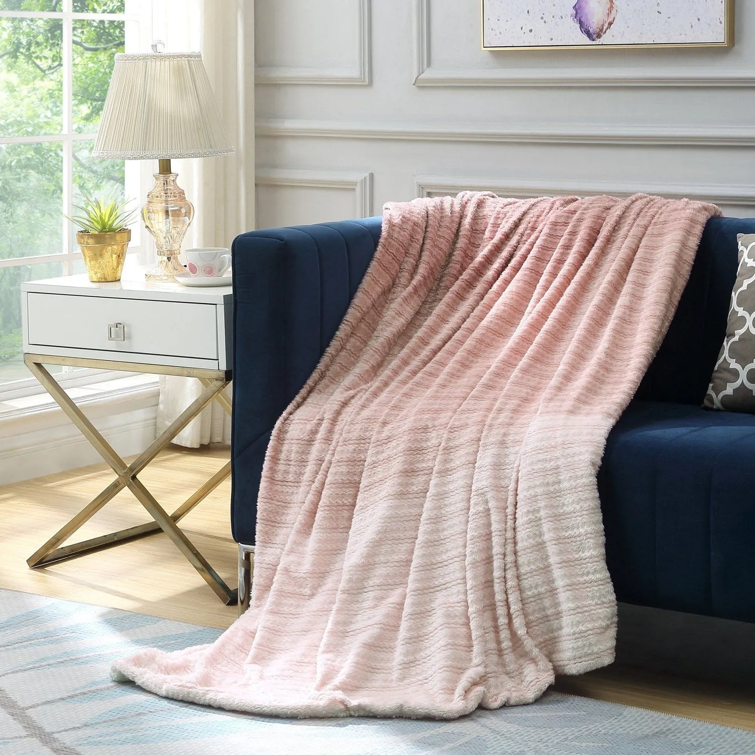 Ombre Flannel Reversible Jacquard Throw