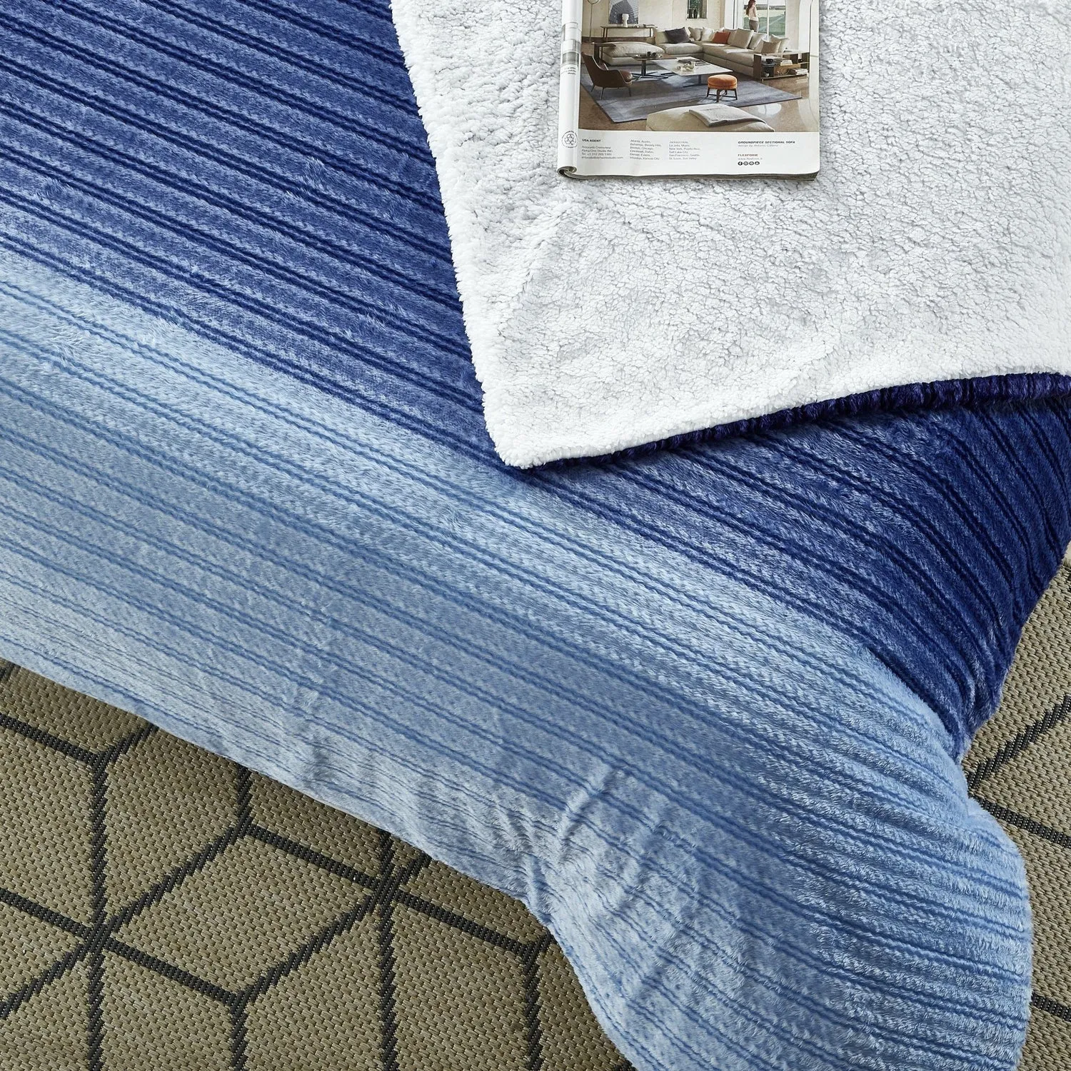 Ombre Flannel Reversible Jacquard Throw