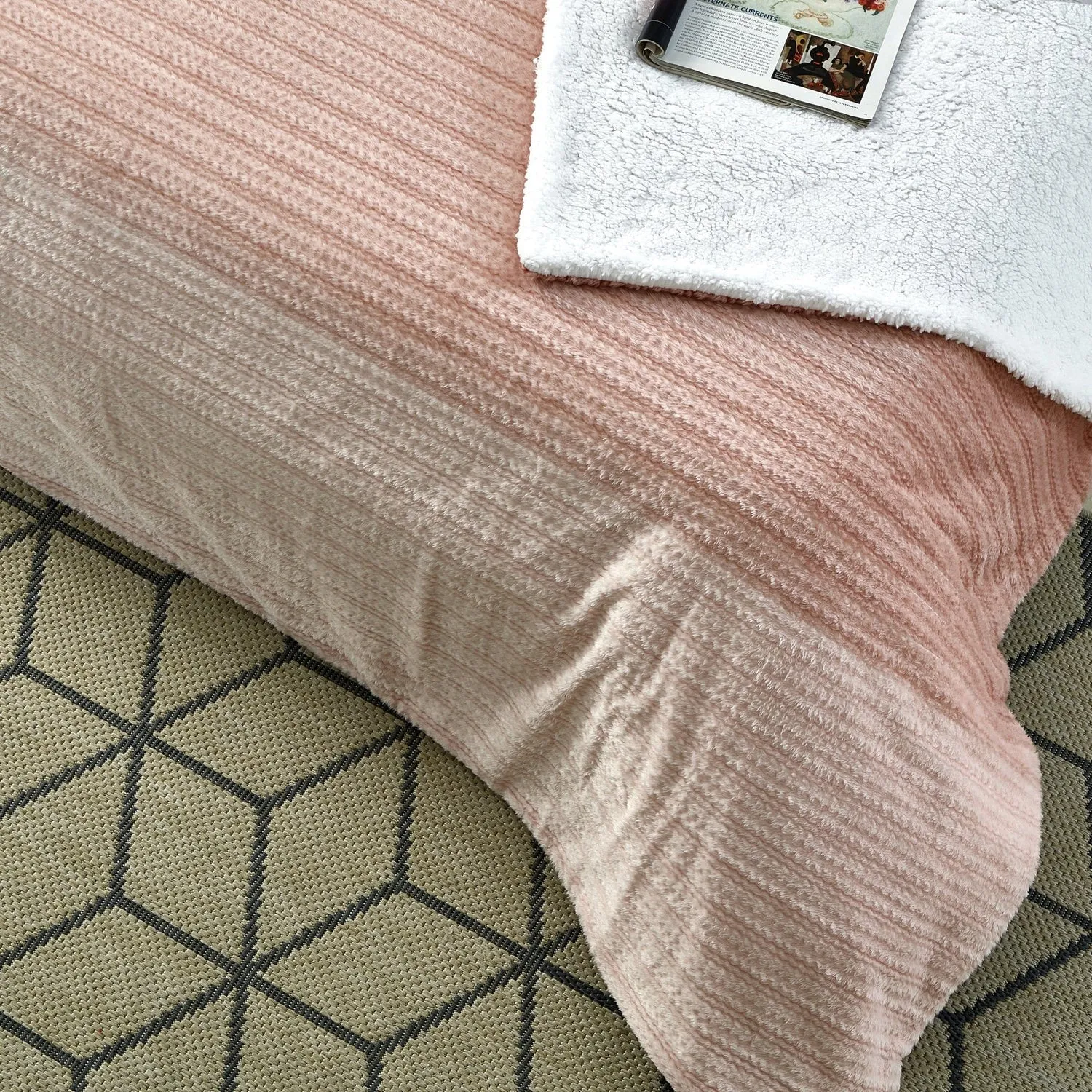 Ombre Flannel Reversible Jacquard Throw