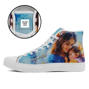 Personalized MaMa Design Sneakers, Custom High-Top Shoes, Mother's Day Gift.