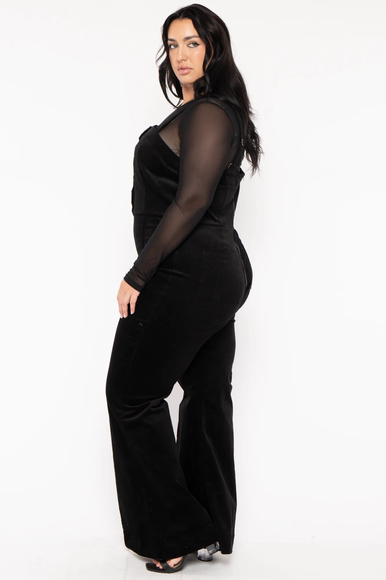 Plus Size Dariann  Corduroy  Overalls  -Black