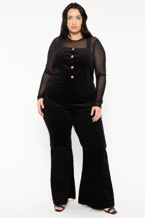 Plus Size Dariann  Corduroy  Overalls  -Black