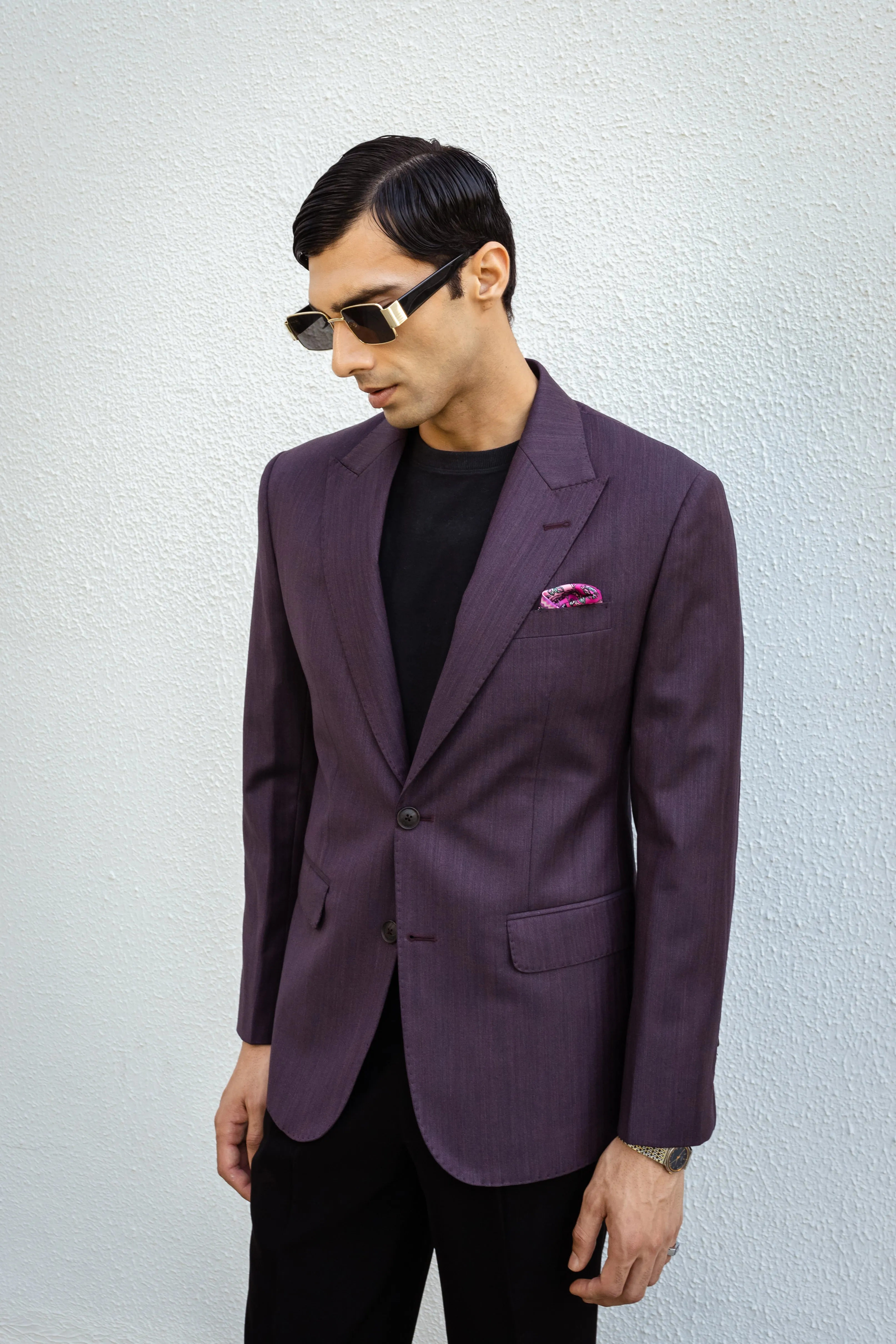 Purple Peak Lapel Blazer.