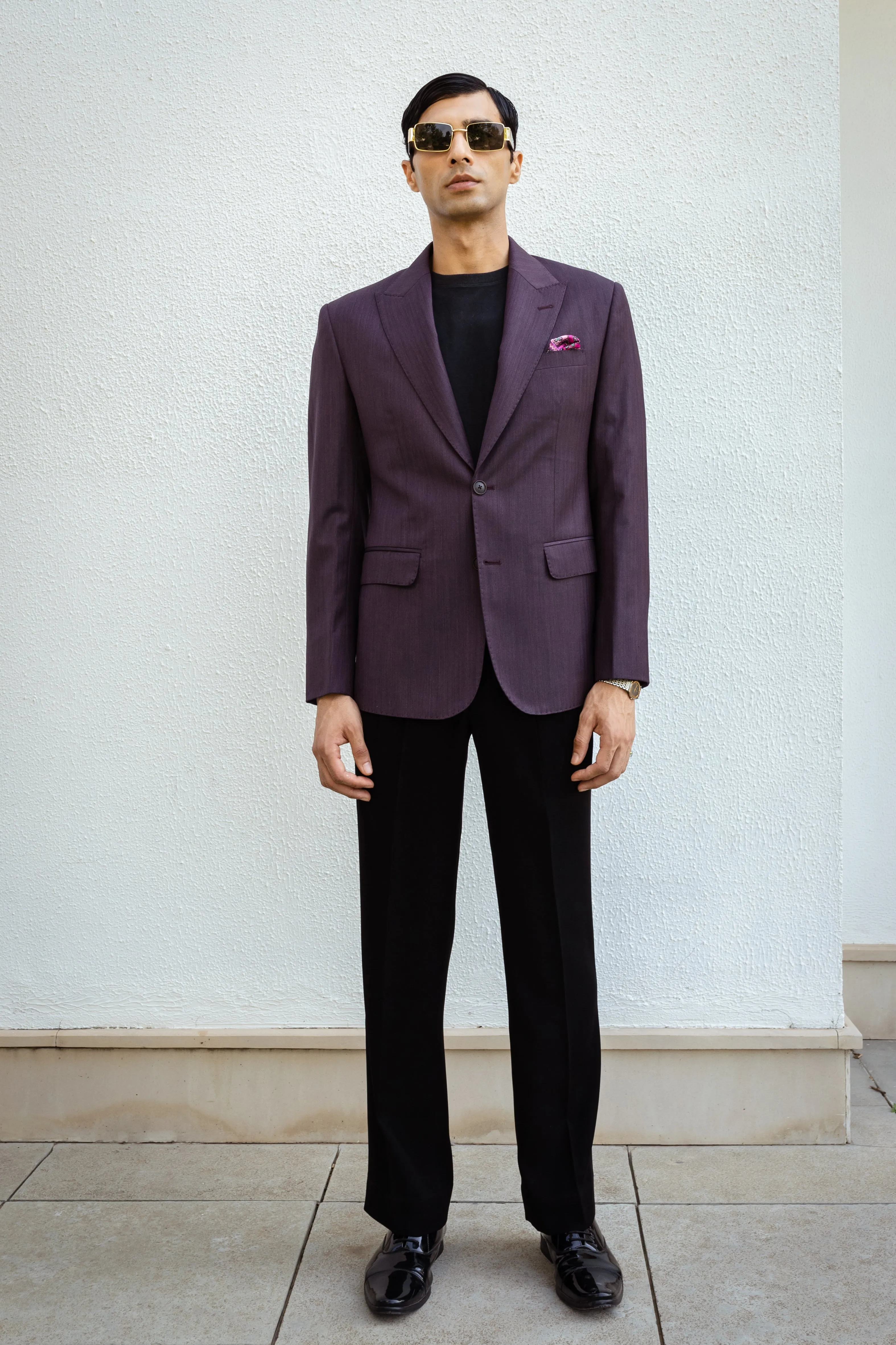 Purple Peak Lapel Blazer.