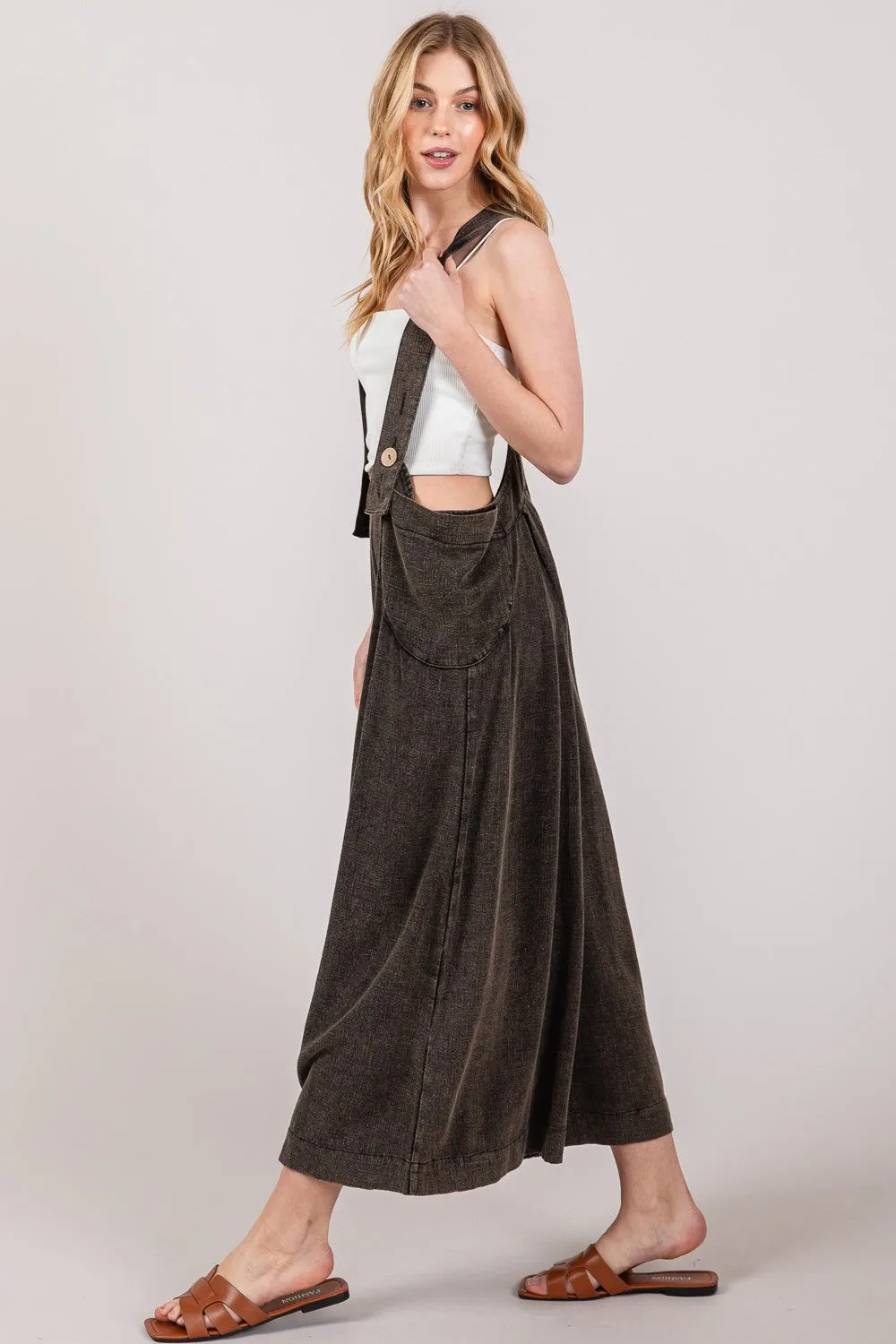 SAGE   FIG Wide Strap Wide Leg Overalls