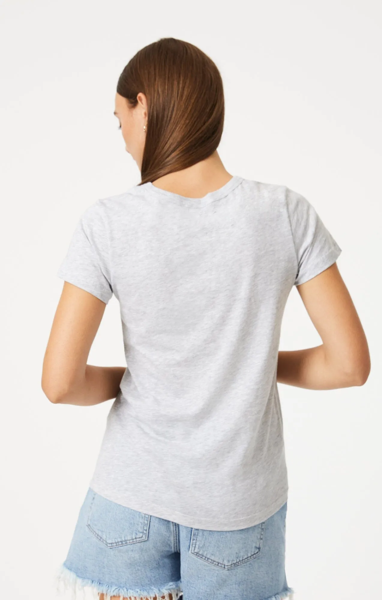 SLIM CREW NECK T-SHIRT IN SNOW GREY MELANGE