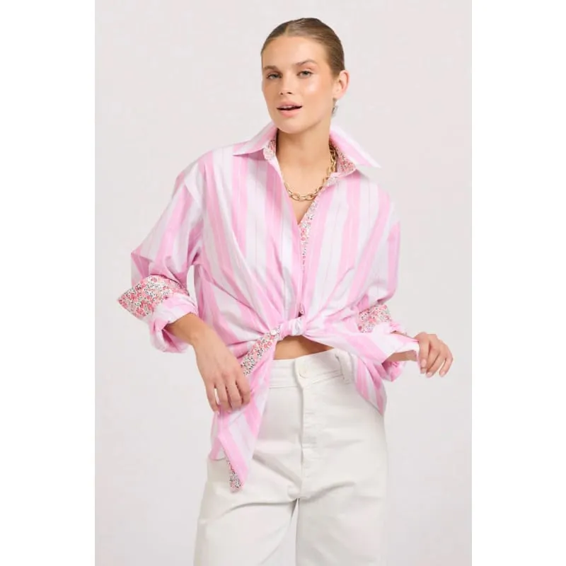 The Boyfriend Overfriend Shirt | Floral Pink Combo