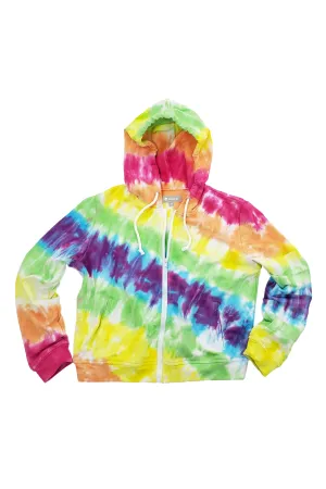 Tie Dye French Terry Zip Up Hoodie In Spectrum