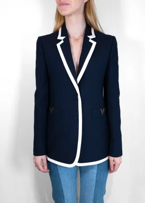 Valentino Logo Plaque Single-Breasted Blazer