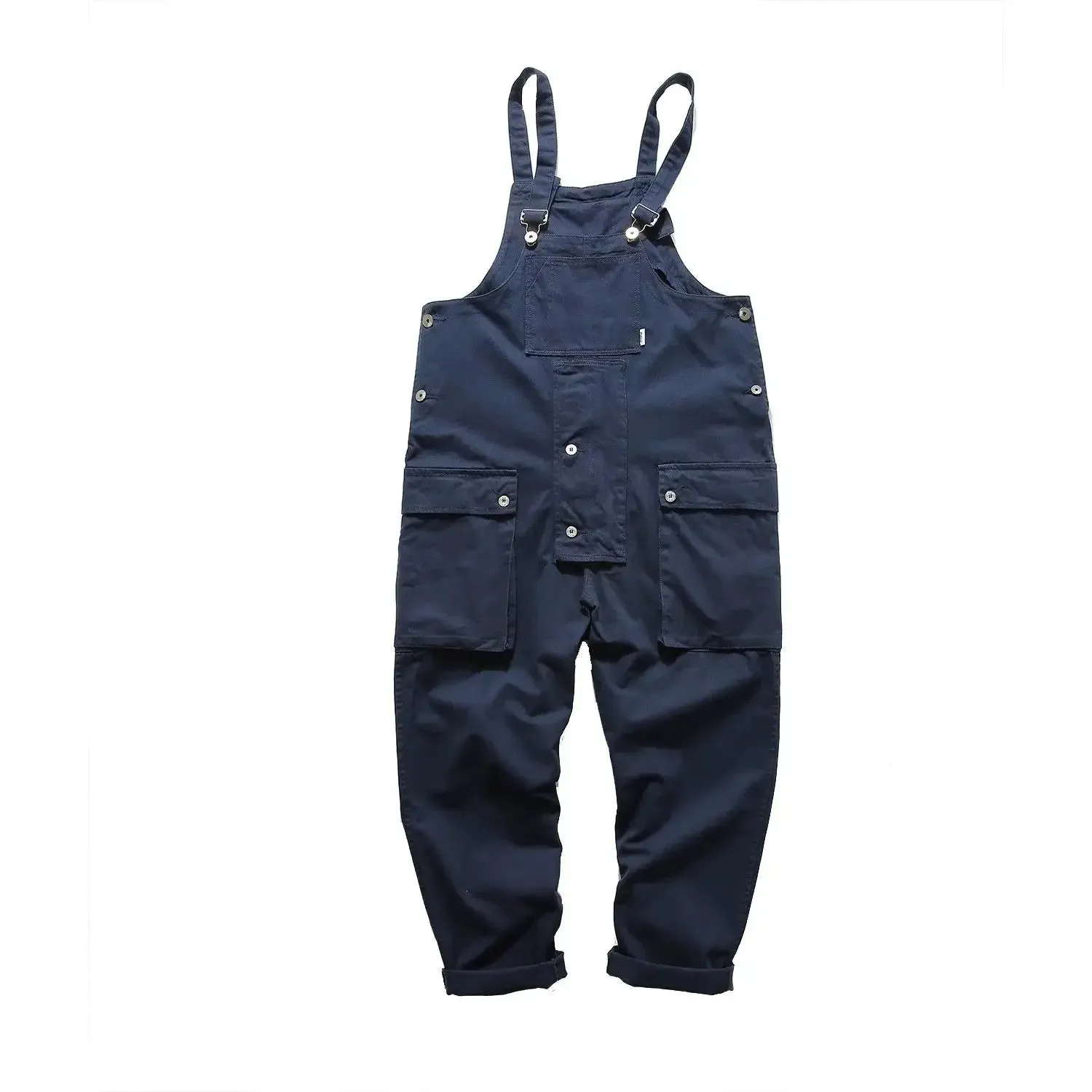 Wiaofellas  -  Spring Autumn Cool Overalls American Retro Large Size Tooling Causal High Street Suspenders Men's Women's Jumpsuit Male Top