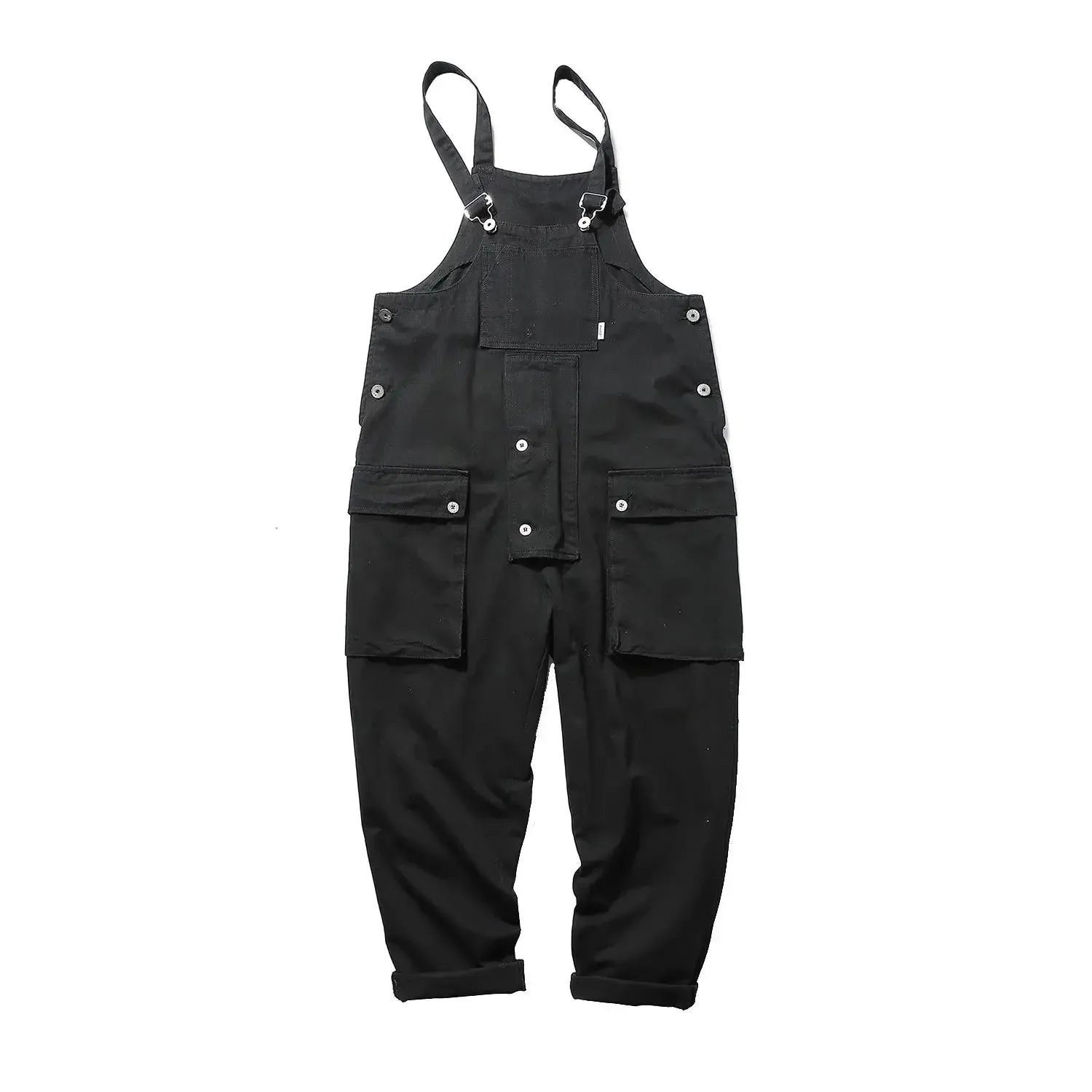 Wiaofellas  -  Spring Autumn Cool Overalls American Retro Large Size Tooling Causal High Street Suspenders Men's Women's Jumpsuit Male Top