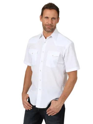 Wrangler Men's White Sport Short Sleeve Snap Western Shirt