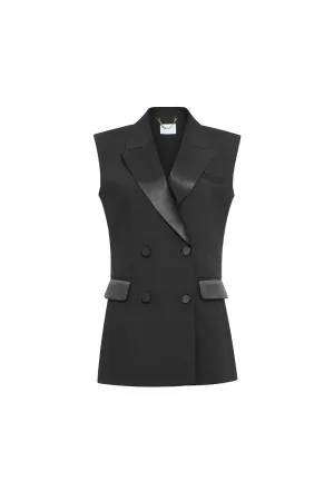 Zanna Structured Peak Lapel Twill Blazer